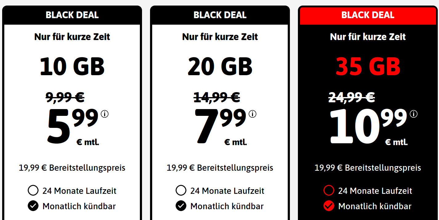 10 GB Tarifpower: Blacksim Tarife für mtl. 5,99 Euro mit mtl. Laufzeit