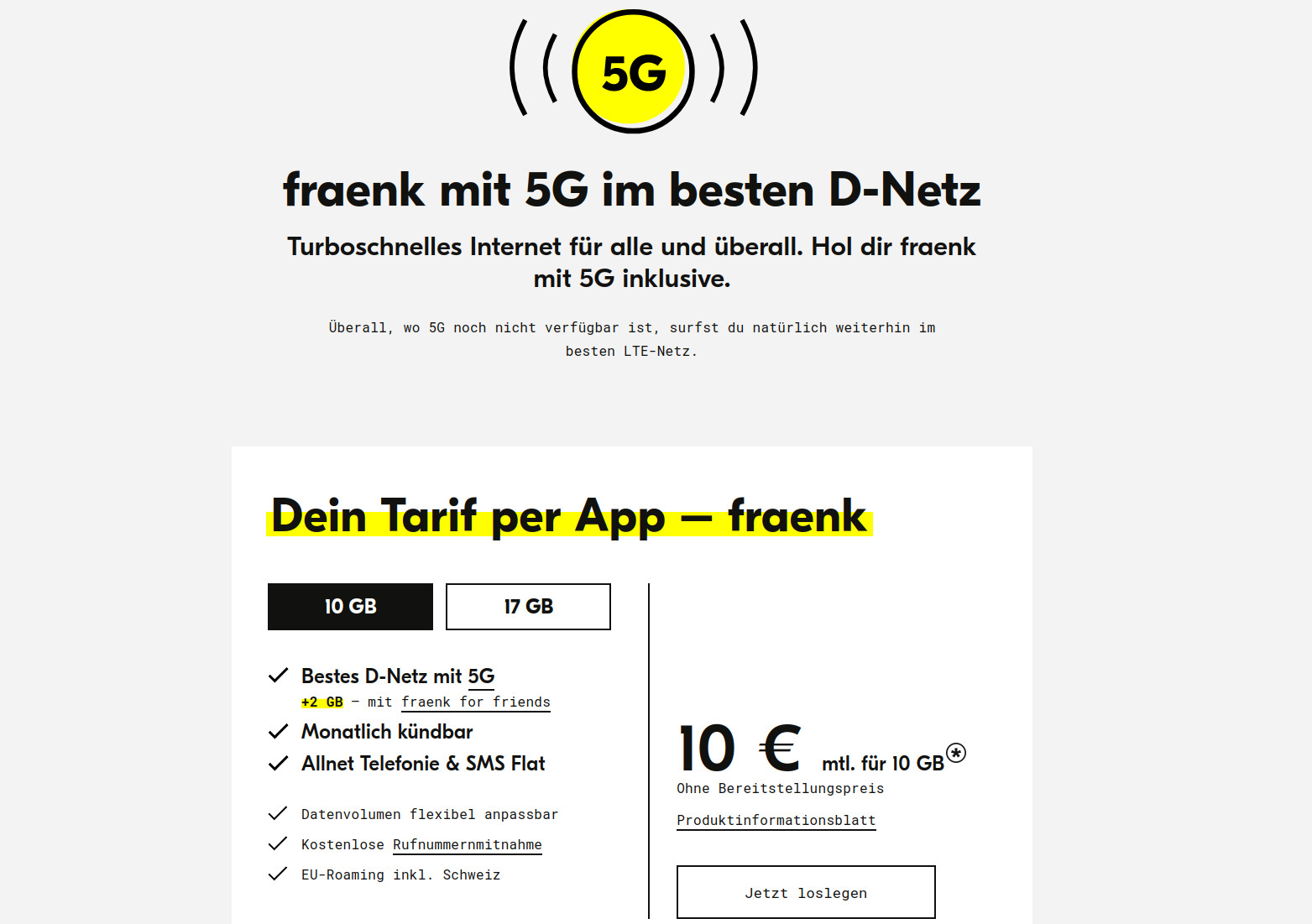 fraenk 5G Tarife: Ab sofort 5G Tarife im Telekom Netz