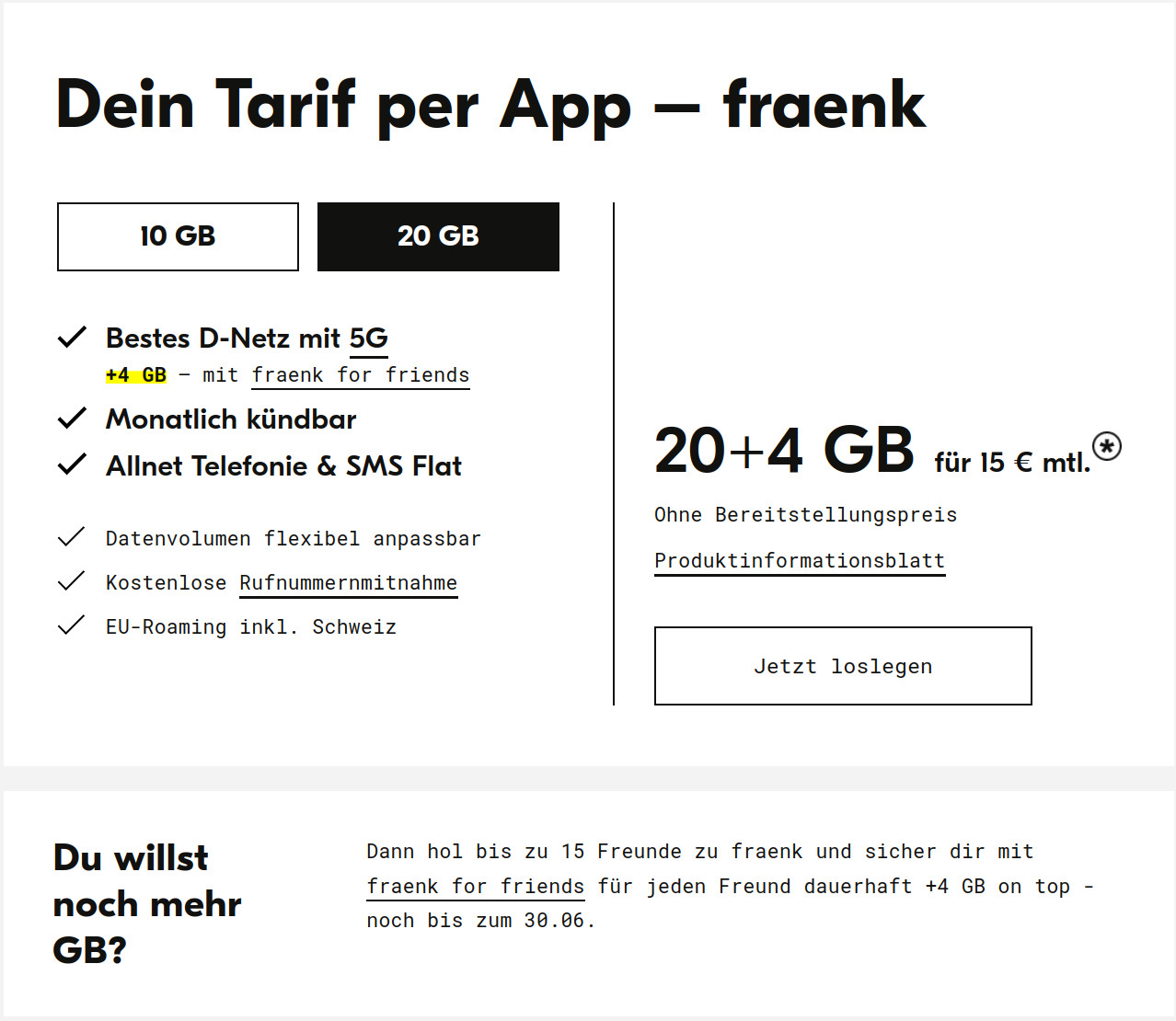 fraenk fr friends: 24 GB All-In-Flat im Telekom Netz fr 15 Euro