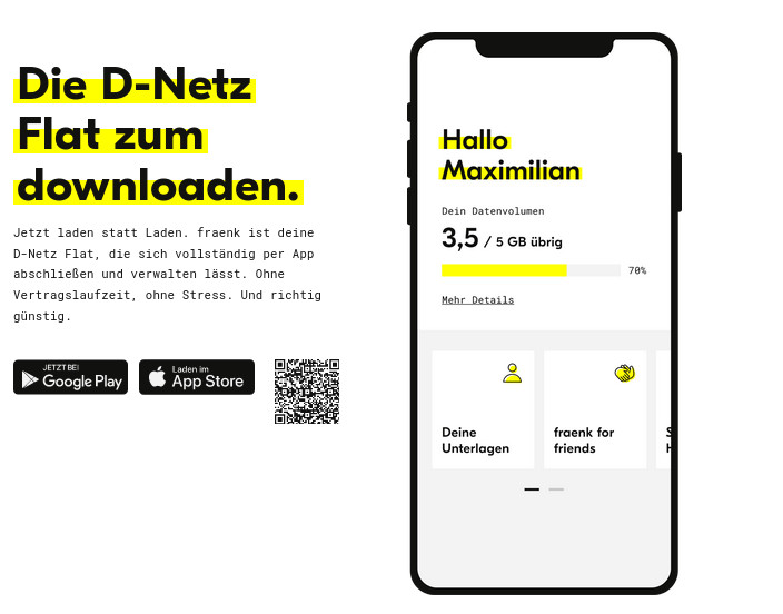 fraenk Tarife: Nun mit 5 GB Allnet-Flat im Telekom Netz --Mit Gutscheincode sogar 6 GB