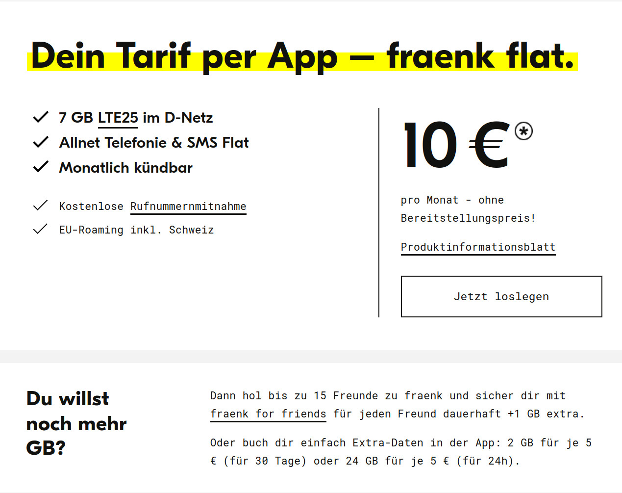 fraenk friends im August: fraenk Tarife im Telekom Netz mit bis zu 22 GB Datenvolumen durch Freunde-Code