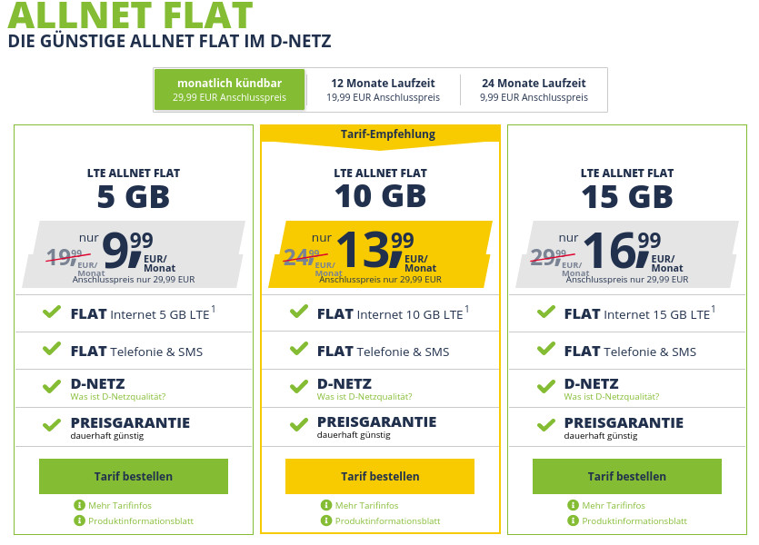 Freenetmobile Tarife: Nun auch 12 Monate Laufzeit --freenet Mobile 5 GB LTE Allnet Flat fr 9,99 Euro