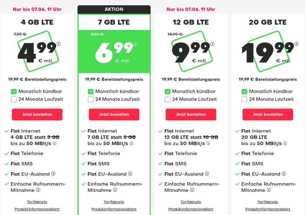 Preistipp 12 GB Tarife: Handyvertrag mit 12 GB LTE All-In-Flat für 9,99 Euro