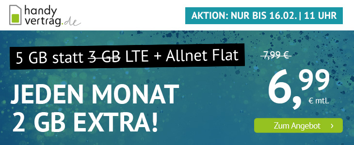 LTE Tariftipp: 5 GB LTE All-In-Flat fr 6,99 Euro mit mtl. Laufzeit
