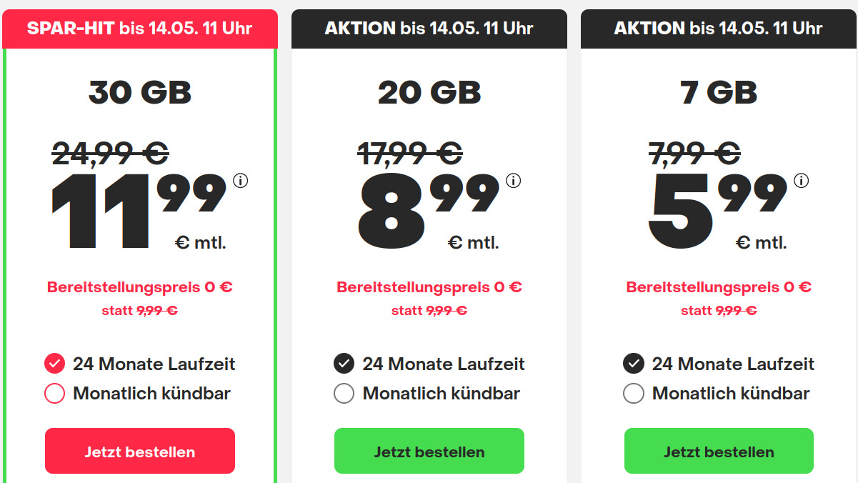 Spartipp 20 GB Handytarife: Handyvertrag 20 GB 5G Flat fr 8,99 Euro ohne Anschlusspreis