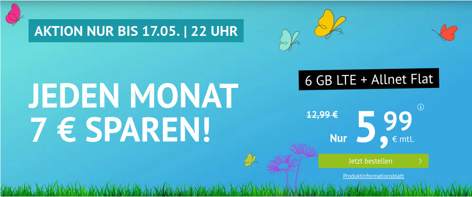 Vatertags-Deal: Handyvertrag mit 6 GB LTE All-In-Flat fr 5,99 Euro mit mtl. Laufzeit