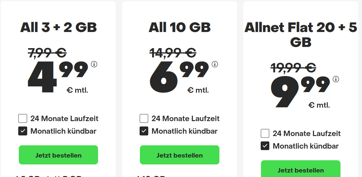 Tariftipp 25 GB Handytarife: Handyvertragde 27 GB LTE All-In-Flat für 10,99 Euro mit mtl. Laufzeit