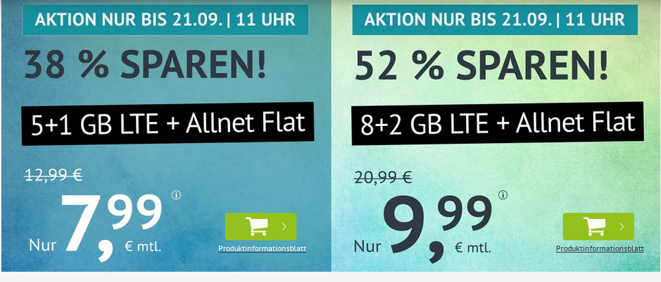 52 Prozent Rabatt: Handyvertrag mit 10 GB LTE All-In-Flat für 9,99 Euro mit mtl. Laufzeit