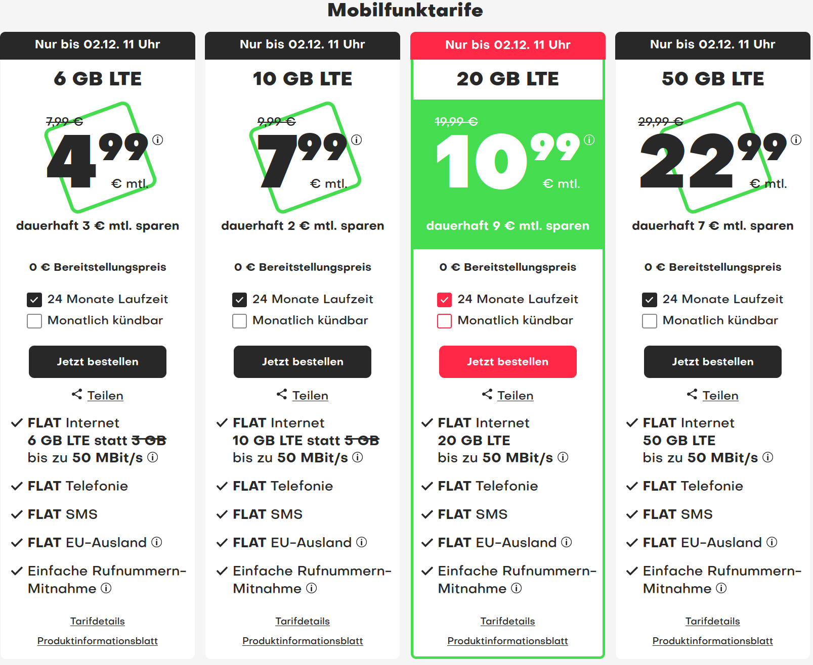 O2 Netz Spartipp: Handyvertrag 6 GB LTE All-In-Flat für 4,99 Euro mit mtl. Laufzeit