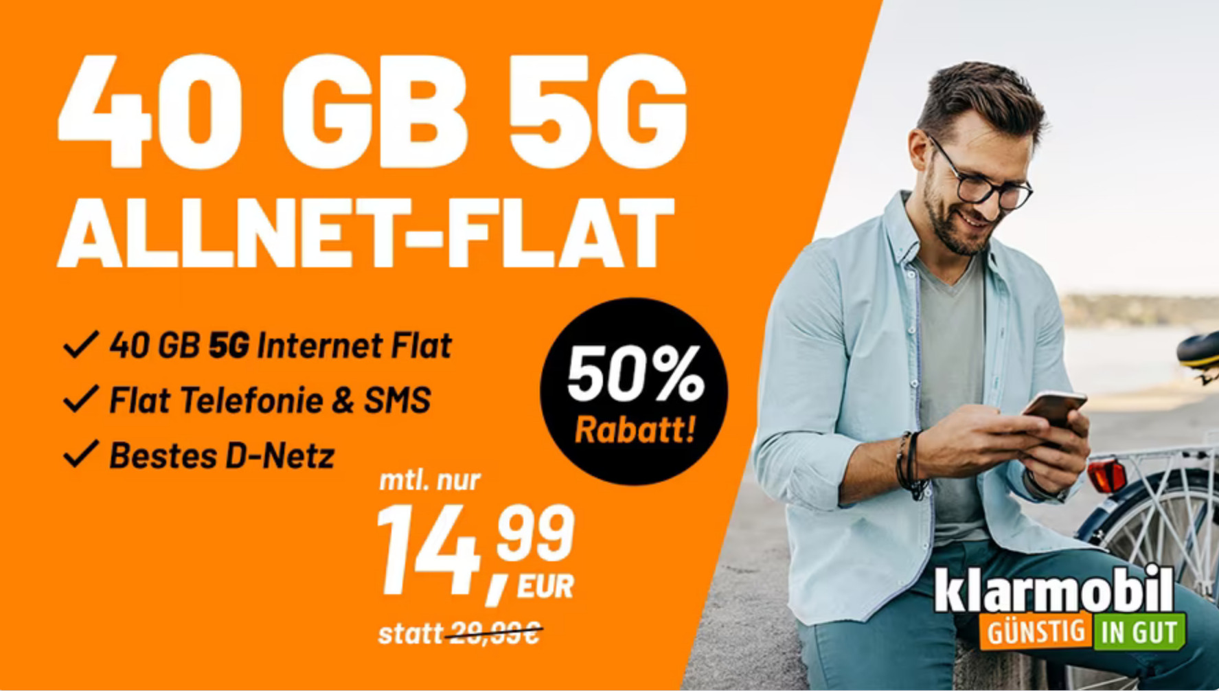 Preiskracher Telekom Netz: 40 GB All-In-Flat fr mtl. 14,99 Euro, 360 Euro sparen