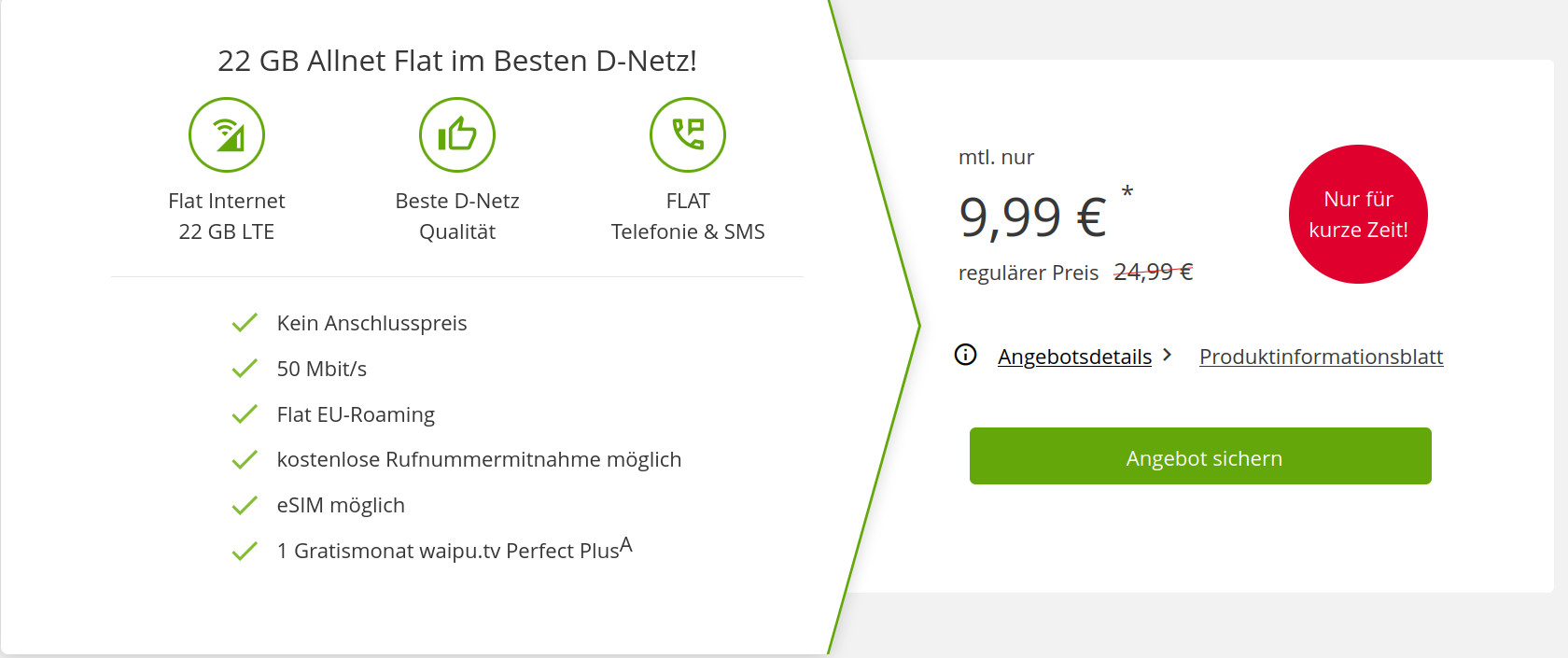 Preistipp Telekom Netz: 22 GB All-In-Flat fr mtl. 9,99 Euro ohne Anschlusspreis