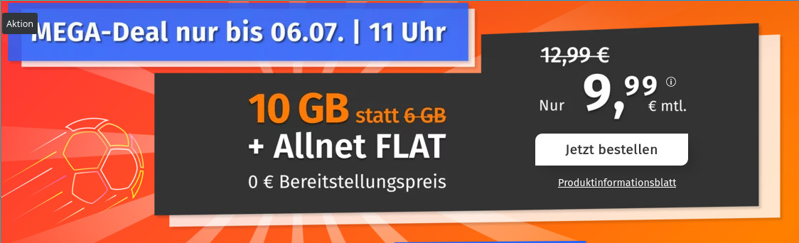 Fussball-EM Tariftipp 10 GB Tarife: Die besten 10 GB Allnet-Flat Tarife zur Fussball-EM ab 9,99 Euro