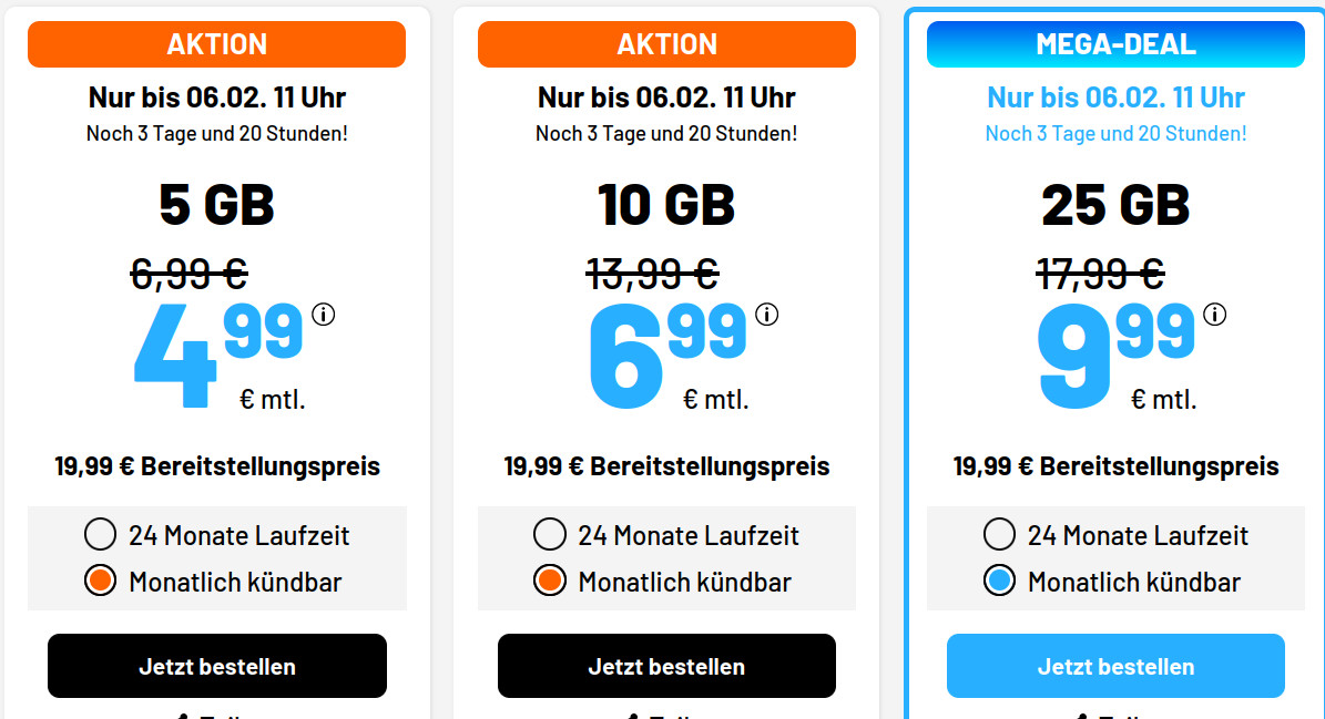 Preistipp: Sim.de 10 GB 5G Allnet-Flat für 6,99 Euro mit mtl. Laufzeit