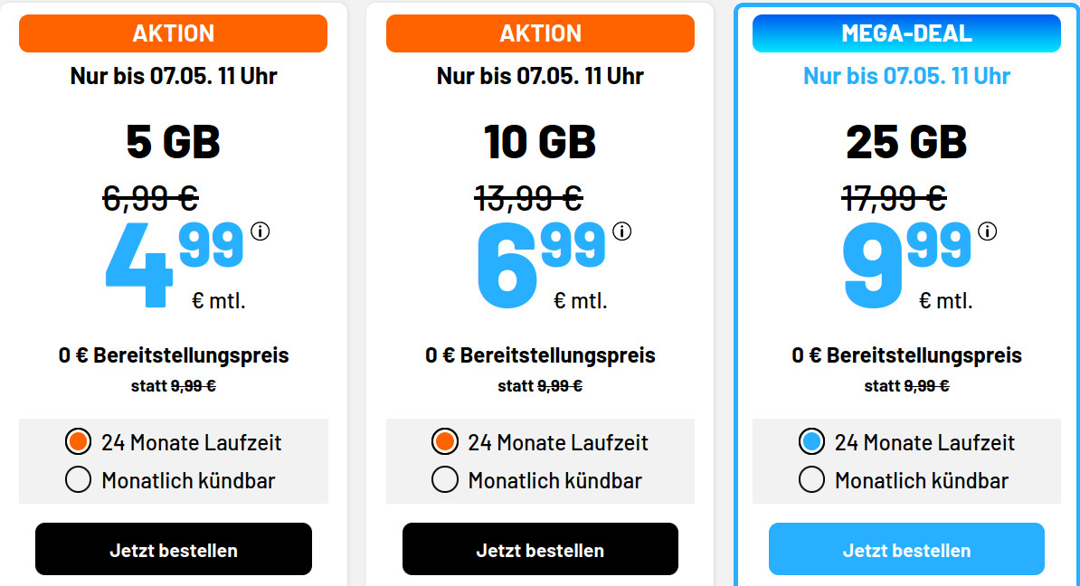 Wieder da 10 GB 5G Tarif: Simde 10 GB 5G Allnet-Flat fr 6,99 Euro ohne Anschlusspreis