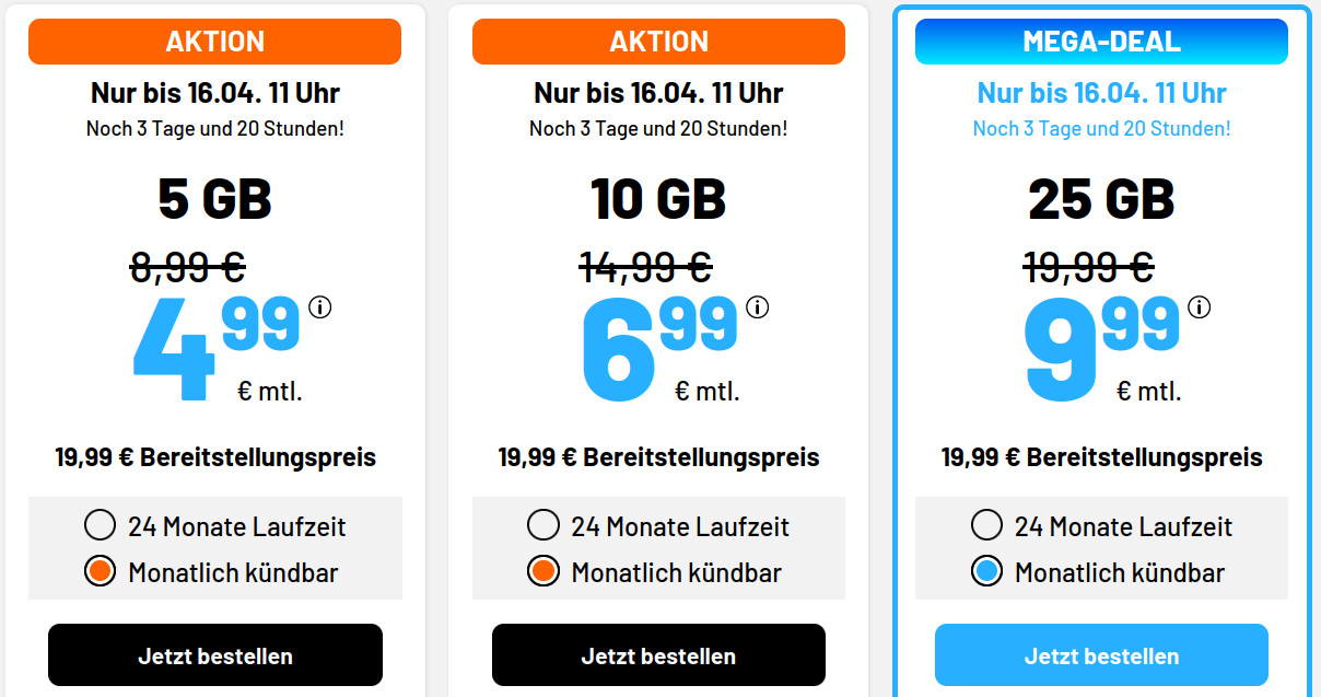 Oster Deal 12 GB Tarife: Sim.de 12 GB LTE Allnet-Flat für 10,99 Euro ohne Anschlusspreis
