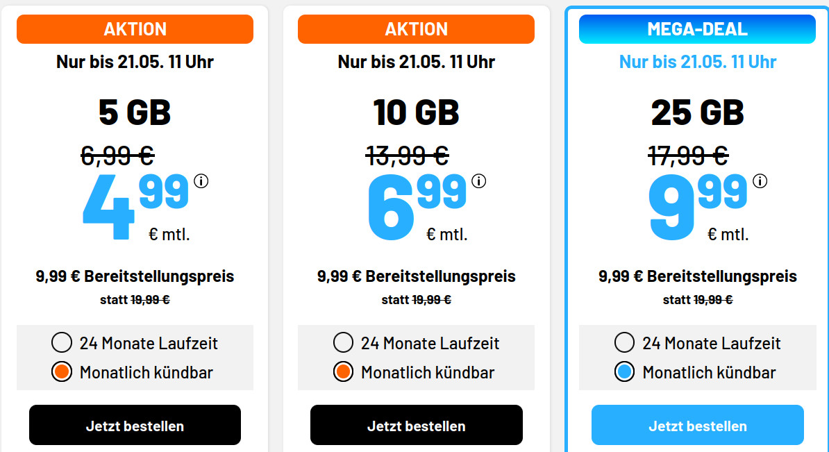 Spartipp 10 GB 5G Tarif: Simde 10 GB 5G Allnet-Flat fr 6,99 Euro mit mtl. Laufzeit