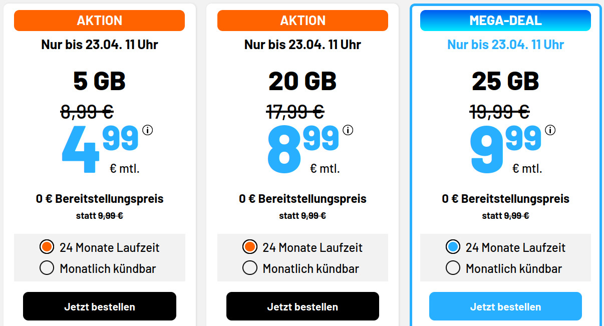 Preistipp 20 GB 5G Handytarife: Simde 20 GB Tarife fr 8,99 Euro und ohne Anschlusspreis