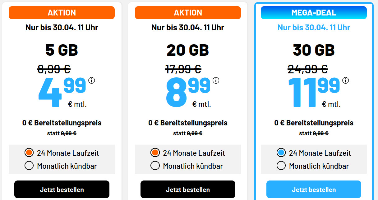 Preistipp: Sim.de 20 GB 5G Allnet-Flat fr 8,99 Euro mit mtl. Laufzeit