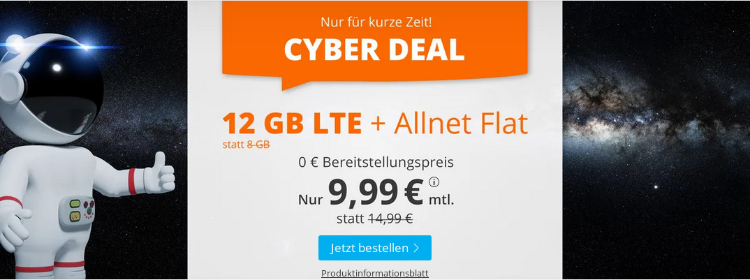 Black Friday 12 GB Tarife: Sim.de 12 GB LTE All-In-Flat fr 9,99 Euro ohne Laufzeit