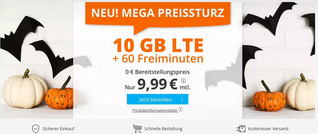 Sim.de 10 GB All-In-Flat fr 9,99 Euro im Monat