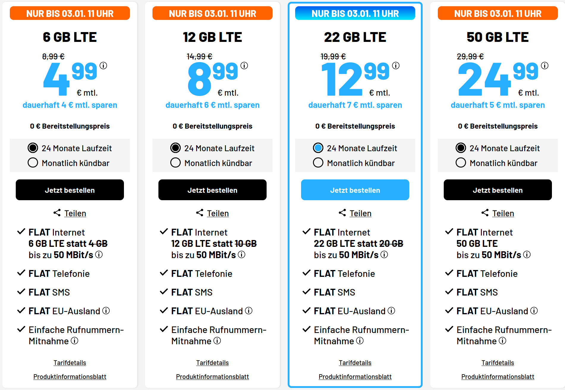 Silvester Deal: Sim.de 7 GB LTE All-In-Flat fr 8,99 Euro ohne Laufzeit, 4 Euro sparen